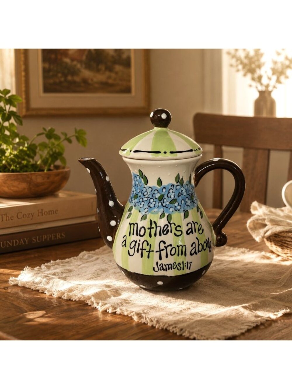 Mothers Are A Gift From Above Ceramic Teapot  Burton + Burton 2009